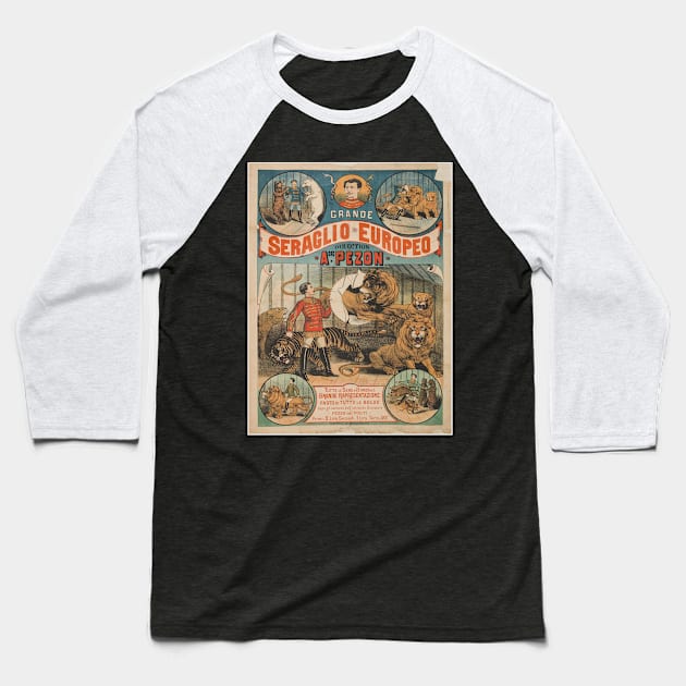 Vintage Circus Poster Seraglio Europeo Baseball T-Shirt by J0k3rx3